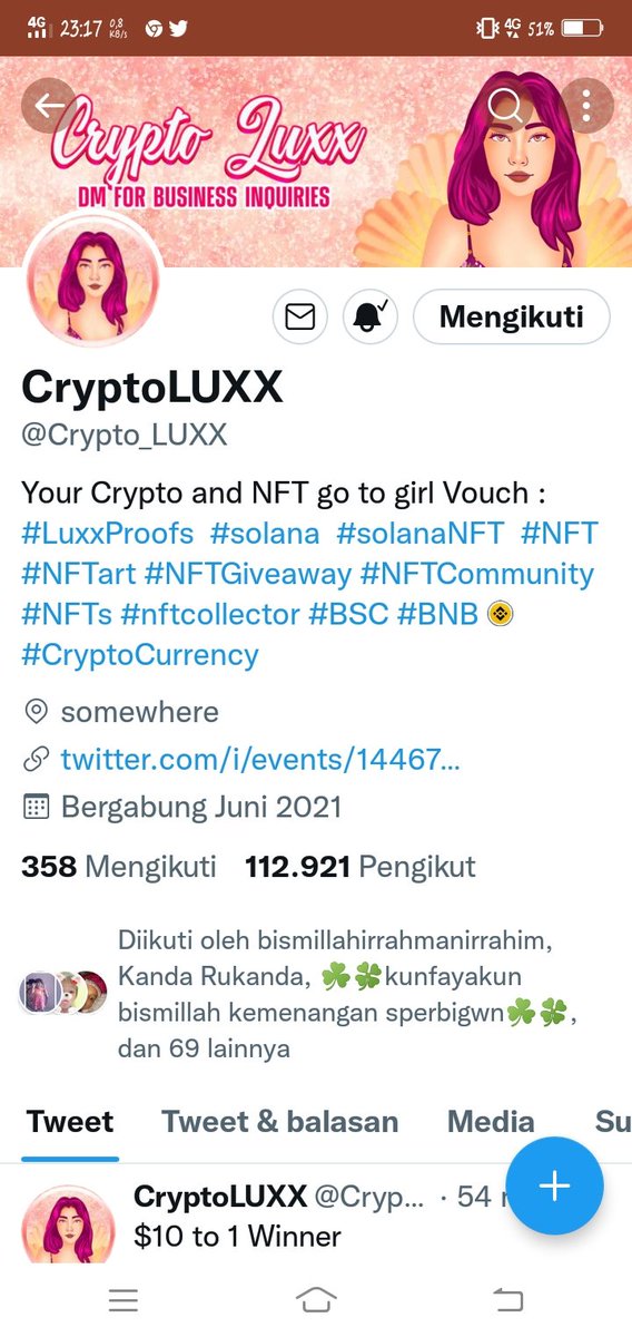 ARSYILA118's tweet photo. @Crypto_LUXX Done, wish me luck https://t.co/FYHe1n4P8f