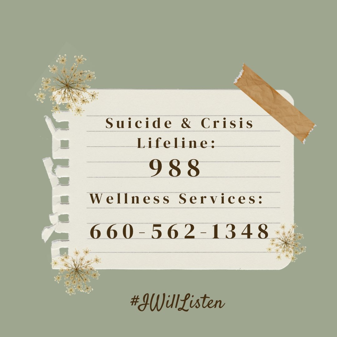AMnwmsu's tweet photo. You are not alone.
Let’s break the stigma by continuing to change the conversation around mental health. 💙💚
#bearcatwellness #endthestigma https://t.co/kUSFYBRjyS