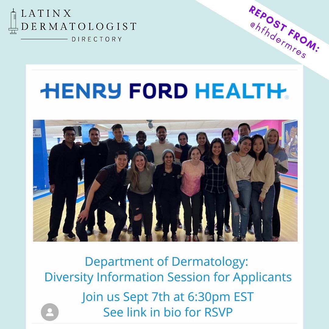 latinxderm's tweet photo. Save the date! @HenryFordHealth dermatology is hosting two webinars regarding the upcoming application cycle on Sept 7 and Sept 14. RSVP here: https://t.co/imm1xl1xEF #dermtwitter #dermatology https://t.co/CI1JY2M4EZ