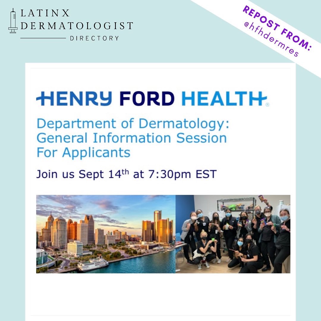 Save the date! <a href="/HenryFordHealth/">Henry Ford Health</a> dermatology is hosting two webinars regarding the upcoming application cycle on Sept 7 and Sept 14. RSVP here: tinyurl.com/hfhsdermmeet20… #dermtwitter #dermatology