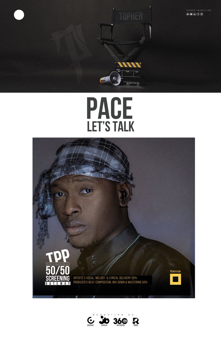 TopherIkom's tweet photo. #topherspassionproject2022
PACE will go all out to do the needful.
I strongly believed he understands the thin line
between faith and work.
He sampled Kespan Yaron Zaki's chorus from the song
"Zakin Yahuza" in the nominated song titled "LET'S TALK".
He also made it through TPP. https://t.co/KGS8a0f4Cu