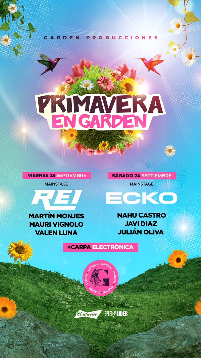 GardenClubOk's tweet photo. 🌸 PRIMAVERA EN GARDEN 🌸

¿LISTOS PARA EL MEJOR FIN DE SEMANA DEL AÑO?

🗓 Viernes 23 | J REI 
🗓 Sábado 24 | @_ecko 

#PrimaveraEnEmbalse2022
@GardenClubOk https://t.co/GZ7KuxZDWD
