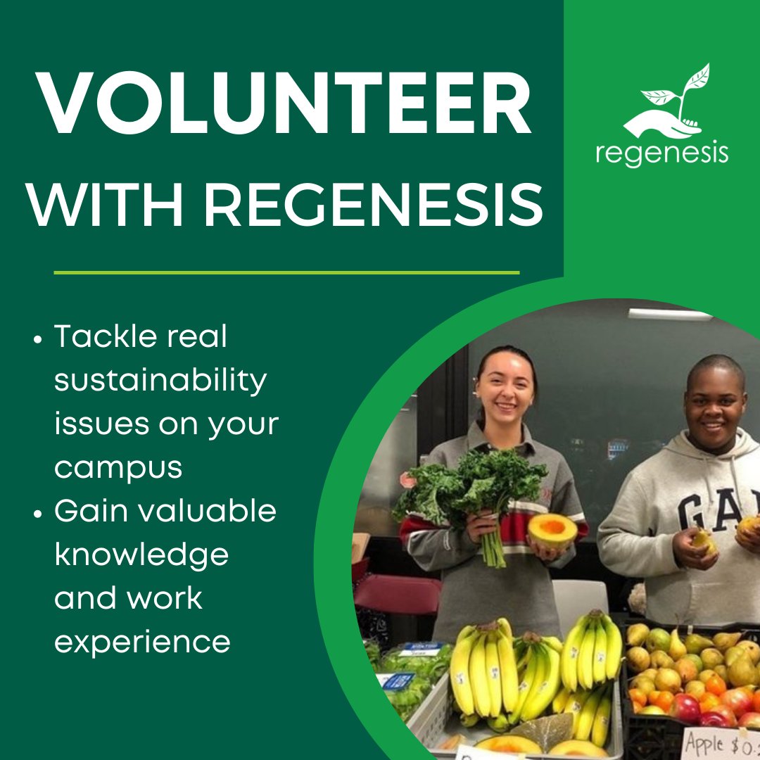 regenesiscanada's tweet photo. Getting involved with Regenesis through volunteering means getting a chance to tackle real sustainability issues. By working with us on campus and applying your skills, you’ll gain valuable knowledge and work experience. Apply to volunteer through the link in our bio! https://t.co/bpb5ZhmWL8