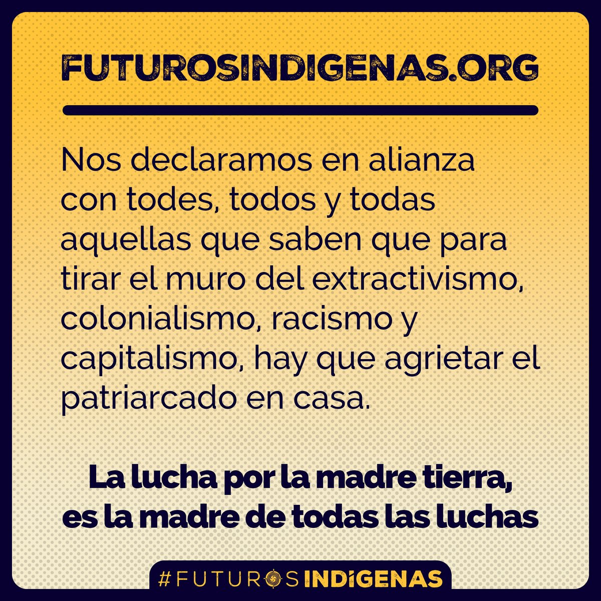 🔥 Comunicado del 5 de Septiembre, #DiadelasMujeresIndigenas "Que les quede claro, no necesitamos su permiso para existir."

🌽 Futuros Indígenas se declara antipatriarcal desde una perspectiva comunitaria y de Cura con la Tierra.

👉 Lee y comparte: futurosindigenas.org/2022/09/comuni…