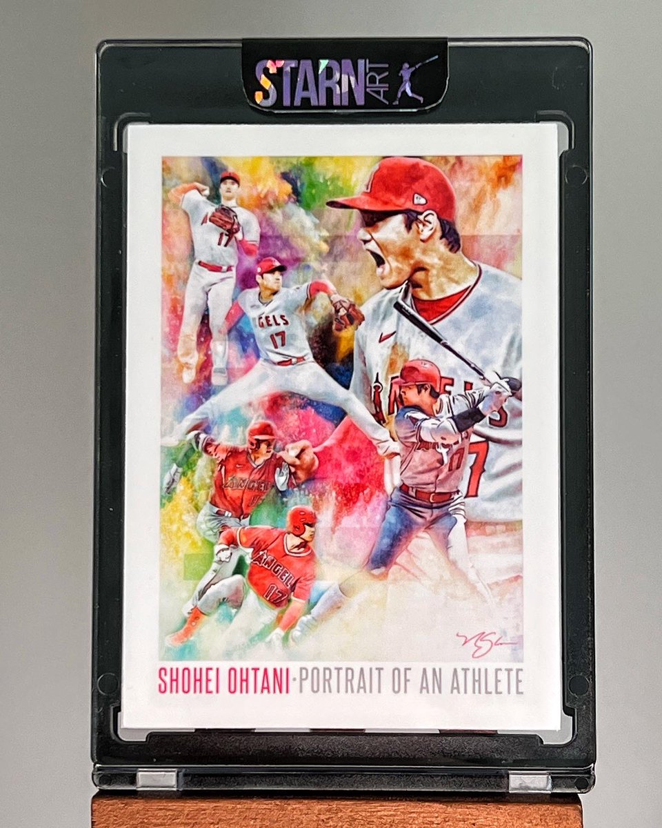 nickstarnart's tweet photo. Shohei Ohtani #cardart #giveaway! This card is included in my new art series. I’m only printing five of each card. The other four cards are now available in my Etsy shop. ⚾️ Please follow and retweet this post to win. I’ll pick a random winner tomorrow morning. Happy Labor Day! https://t.co/TAkvdSLHms