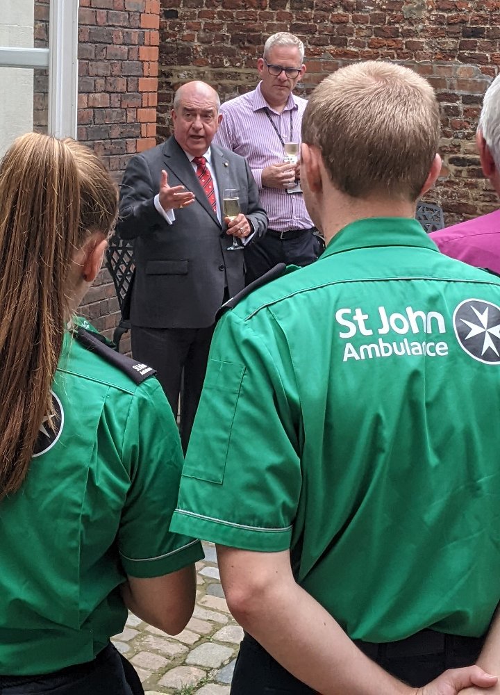 "This success inspires St John people around the world." 
In a small celebration, our Lord Prior <a href="/Markatthefarm/">Mark Compton</a> thanks our colleagues involved in winning the bid for <a href="/stjohnambulance/">St John Ambulance England</a> to be commissioned as England's Ambulance Auxiliary. 
#onestjohn