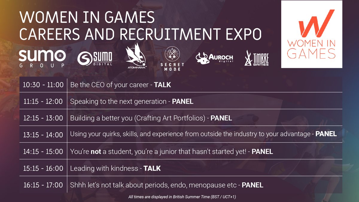 SumoDigitalLtd's tweet photo. We're going to @wigj Careers and Recruitment Expo✨
Check out the lineup of talks we're part of alongside our parent company, @SumoGroup_ltd and its businesses @AurochDigital, @atomhawk, @WeAreSecretMode and @timbregames🙌
Attend the expo here: https://t.co/yfX6lQfQ2d https://t.co/Ewlf0bIo6c