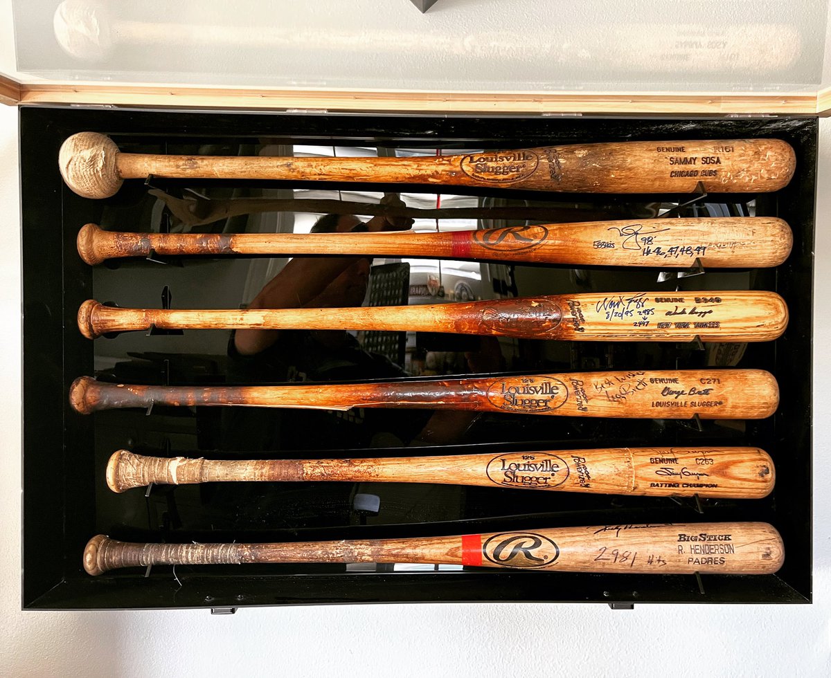 mlbgameusedbats's tweet photo. New lineup in the home office. #gameusedbat #gameused #thehobby https://t.co/yjjRlpmNQk