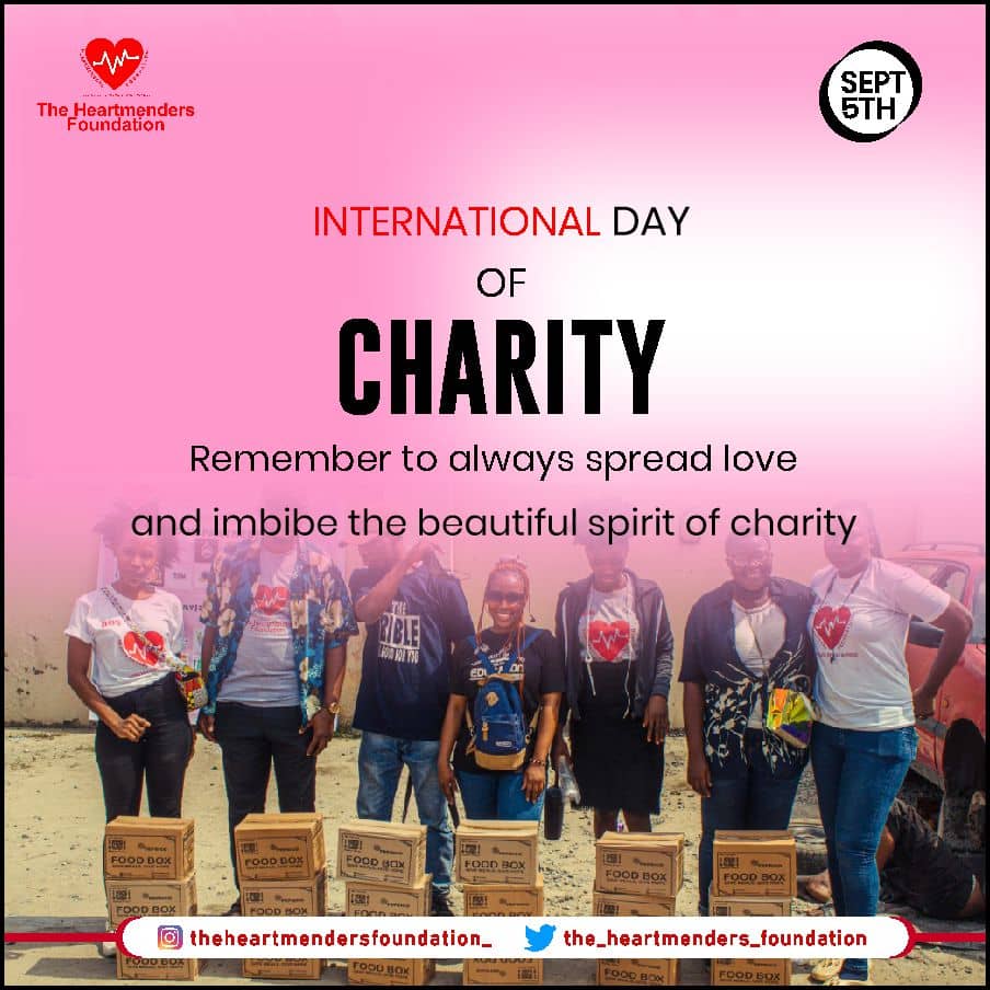 Today is celebrated globally as International Day Of Charity, as we look back to the great days of Mother Teresa,a renowned nun who devoted herself to helping the #destitutes. I celebrate <a href="/HeartmendersThe/">The_heartmenders_foundation</a> for all great works they do to make life beautiful &amp; #better
#IDC 
#love