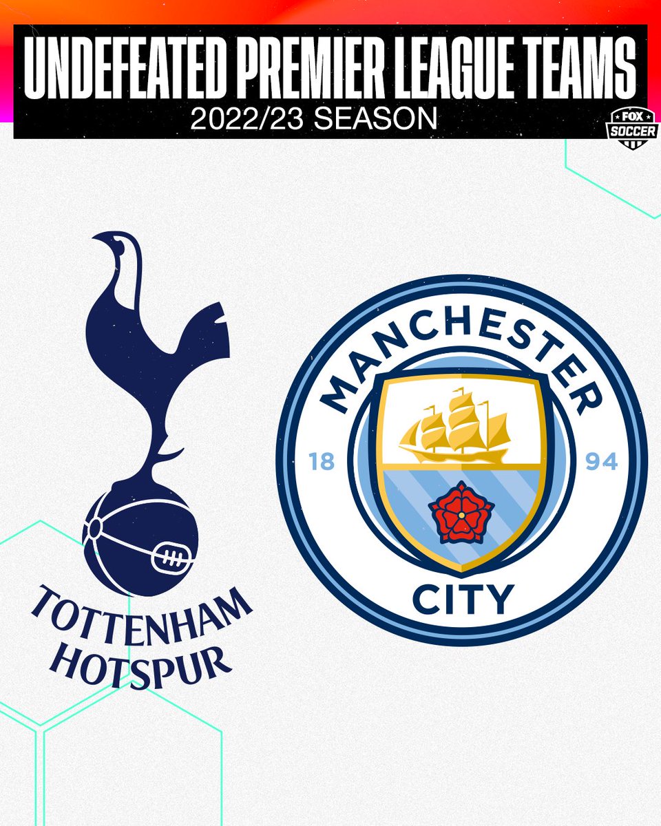 FOXSoccer's tweet photo. Only 2️⃣ teams remain undefeated in the Premier League  💪👀

Will Tottenham or Man City be the last one standing? https://t.co/DRMdCGt0ic