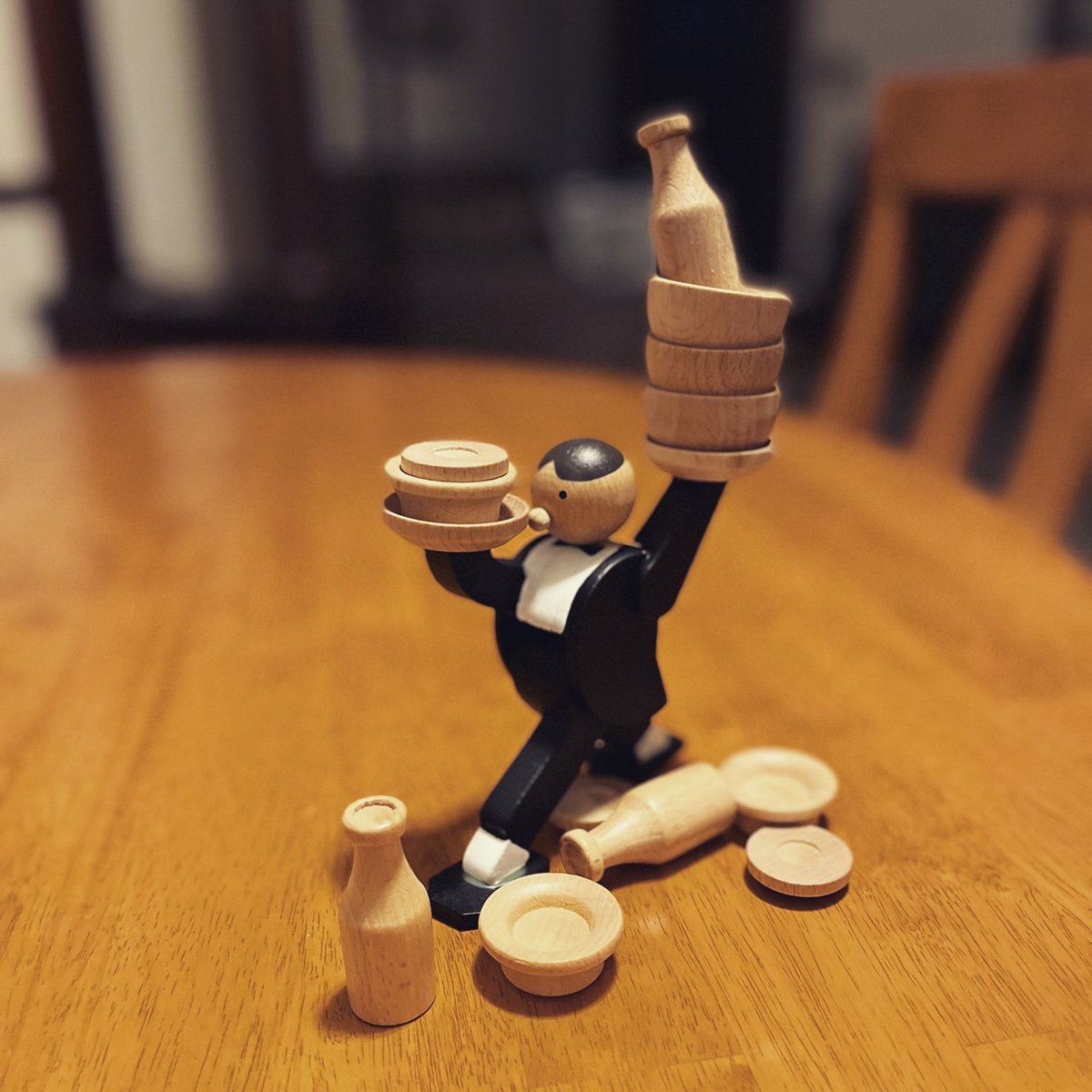 Love my new toy! “Don’t Tip the Waiter: a fun stacking game for 1 or more people” #woodentoys <a href="/Kikkerland/">Kikkerland Design</a>