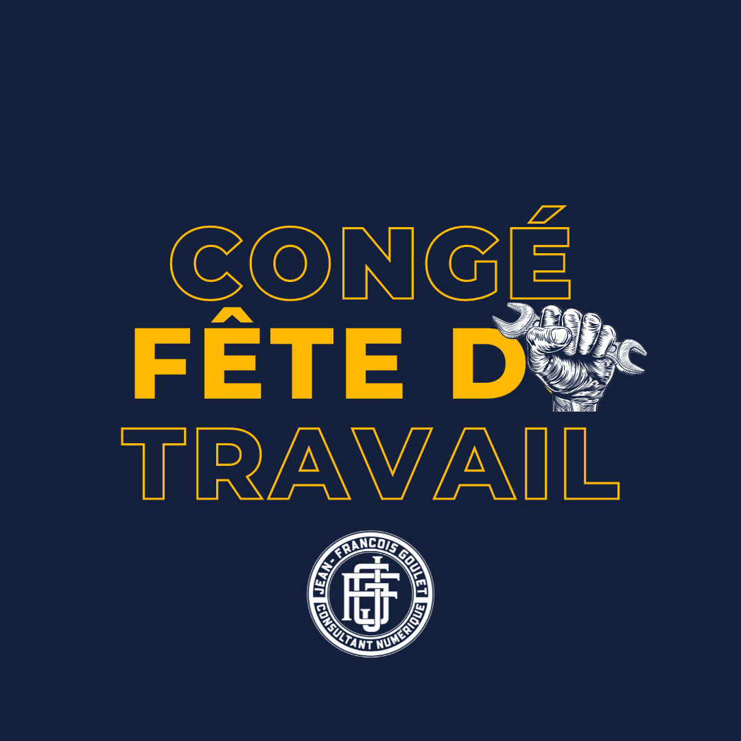 jfgoulet's tweet photo. Bonne fête du Travail !
Prendre note que nos bureaux sont fermés pour célébrer cette journée en famille. On se revoit demain ! https://t.co/BQKfburJkZ