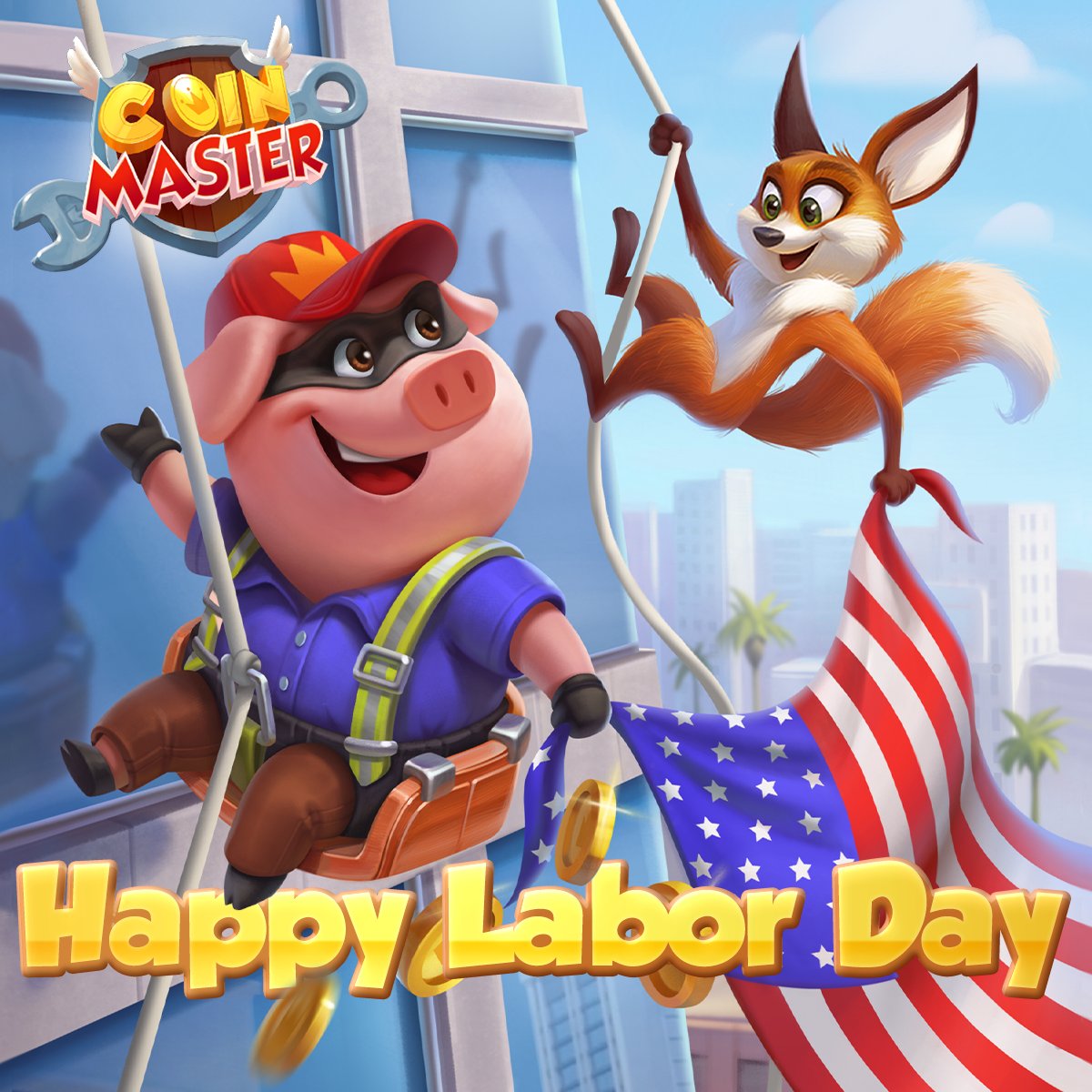 CoinMasterGame's tweet photo. Happy Labor Day Vikings! 🛠️  Nothing like a hard days work playing #COINMASTER when 𝟖𝟎𝟎 𝐒𝐏𝐈𝐍𝐒 &amp; 𝟏 𝐁𝐈𝐋𝐋𝐈𝐎𝐍 𝐂𝐎𝐈𝐍𝐒 are up for grabs! 🚧 🦺

How are you working today? 
#RETWEET if you’re attacking! ⚡
COMMENT 🦊  if you’re raiding! https://t.co/tL1y5yGs5m