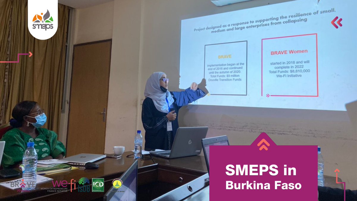 SMEPSYEMEN's tweet photo. We as #SMEPS are proud to have participated with @ICD_PS in the desinging of #BRAVE &amp; #BRAVEWomen programs as a response to supporting the resilience of MSMEs from collapsing in #Yemen! Now we’re sharing the ways of implementation with #MEBF team in Burkina Faso.

#WeFi https://t.co/AyRvshmFB9