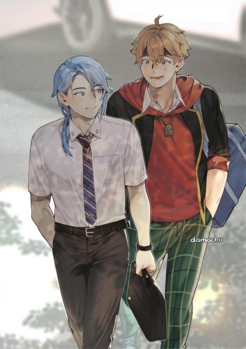 damachu00's tweet photo. my back hurts but School AU Thomato. SCHOOL AU THOMATO Y'ALL

#thomato #ayathoma #ayato #thoma #genshinimpact https://t.co/mjcsUfSfmk