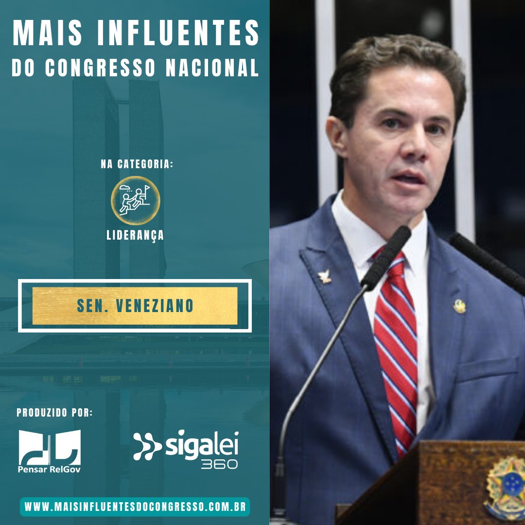 influentescn's tweet photo. O Senador @venezianovital está no ranking dos mais influentes do congresso nacional ( @influentescn ), que usa inteligência de dados para ranquear os parlamentares nas categorias performance legislativa, alcance social e liderança. 

@pensarrelgov @_SigaLei https://t.co/i4NFstet7d