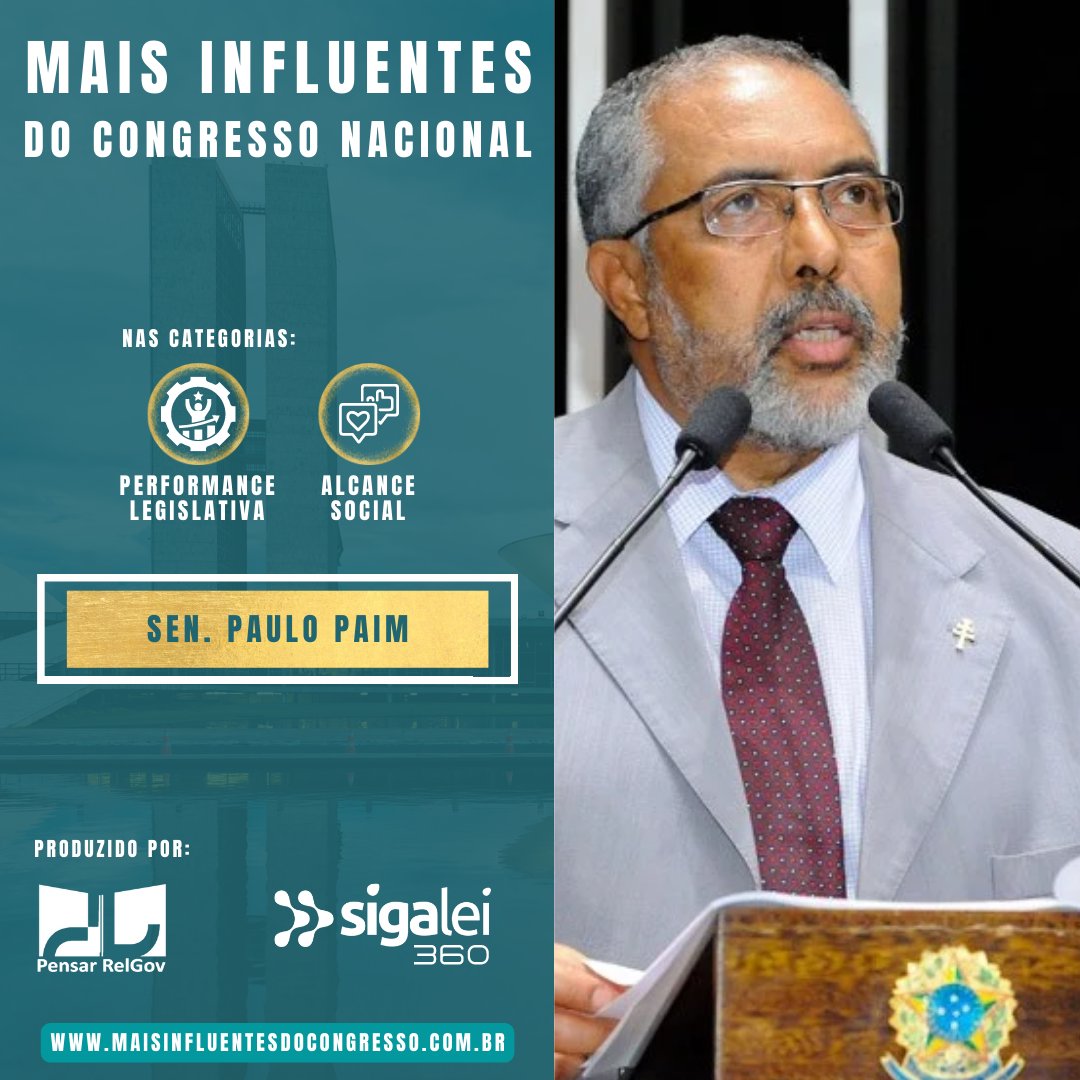 influentescn's tweet photo. O Senador @paulopaim está no ranking dos mais influentes do congresso nacional ( @influentescn ), que usa inteligência de dados para ranquear os parlamentares nas categorias performance legislativa, alcance social e liderança. 

@pensarrelgov @_SigaLei https://t.co/nCDMcQA771