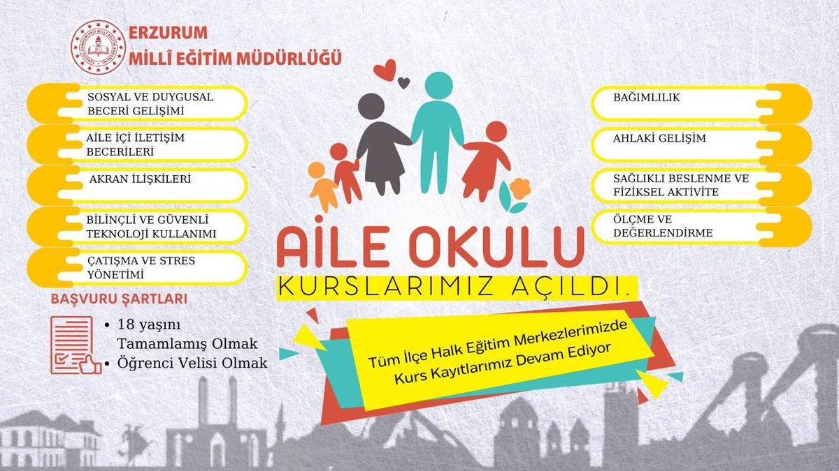 Aile Okul Eğitimi Kurslarımız kurumumuz bünyesinde devam etmektedir. Kurslarımıza katılım sağlamak için kurumumuza bekliyoruz. 
<a href="/tcmeb/">Millî Eğitim Bakanlığı</a> 
<a href="/mebhbogm/">MEB Hayat Boyu Öğrenme Genel Müdürlüğü</a> 
<a href="/skaygusuz/">Salih Kaygusuz</a> 
<a href="/muhliscicek25/">Muhlis Çiçek</a>