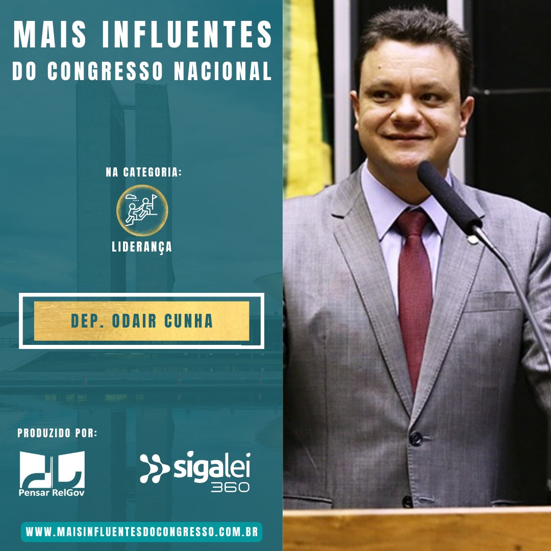 influentescn's tweet photo. O Deputado @odaircunhamg está no ranking dos mais influentes do congresso nacional ( @influentescn ), que usa inteligência de dados para ranquear os parlamentares nas categorias performance legislativa, alcance social e liderança. 

@pensarrelgov @_SigaLei https://t.co/bjVWarM3dq