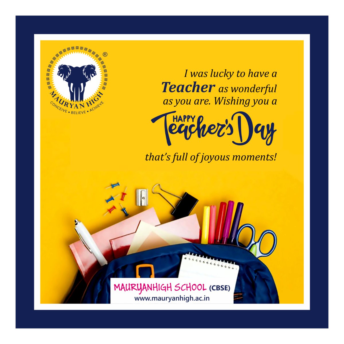 MauryanHigh's tweet photo. A teacher is the only one who can turn a simple learner into a true genius. Cheers to teachers! #HappyTeachersDay #DrSarvepalliRadhakrishnan #MauryanHigh #WeAreMauryans #VadodarasGurukul #Vadodara https://t.co/sXun1a8YKq