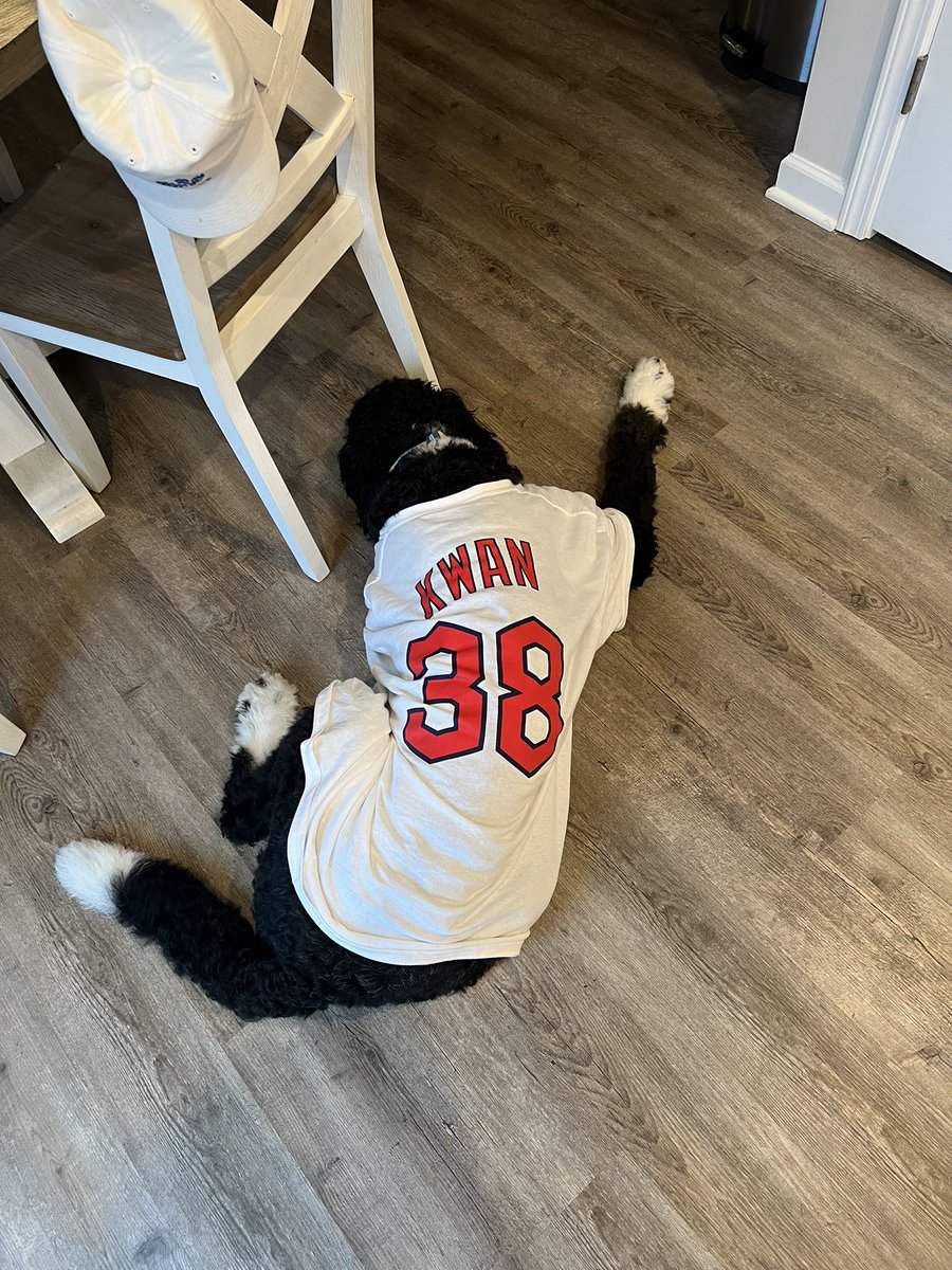 KSkrada's tweet photo. Milo’s favorite thing to do is watch his favorite player/team ⚾️ @CleGuardians @skwanzaa https://t.co/1nyiynJtAU