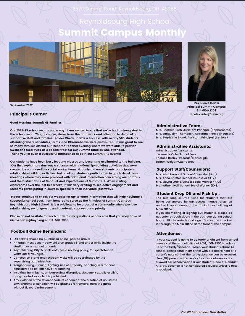 RHSOfficial_RCS's tweet photo. Make sure to check out Mrs. Carter’s September update for RHS-Summit Campus. #REYNProud #RHSPride #theREYNway @nrawlins36 https://t.co/hacFXogjXP