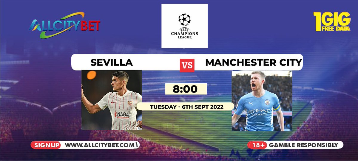 ALLCITYBET1's tweet photo. UEFA Champions League 
✅ P.S.G Vs Juventus 
✅Sevilla vs Manchester City 

Drop your Predictions on the comment section🥰🥰 https://t.co/MfaiDoxj0f
