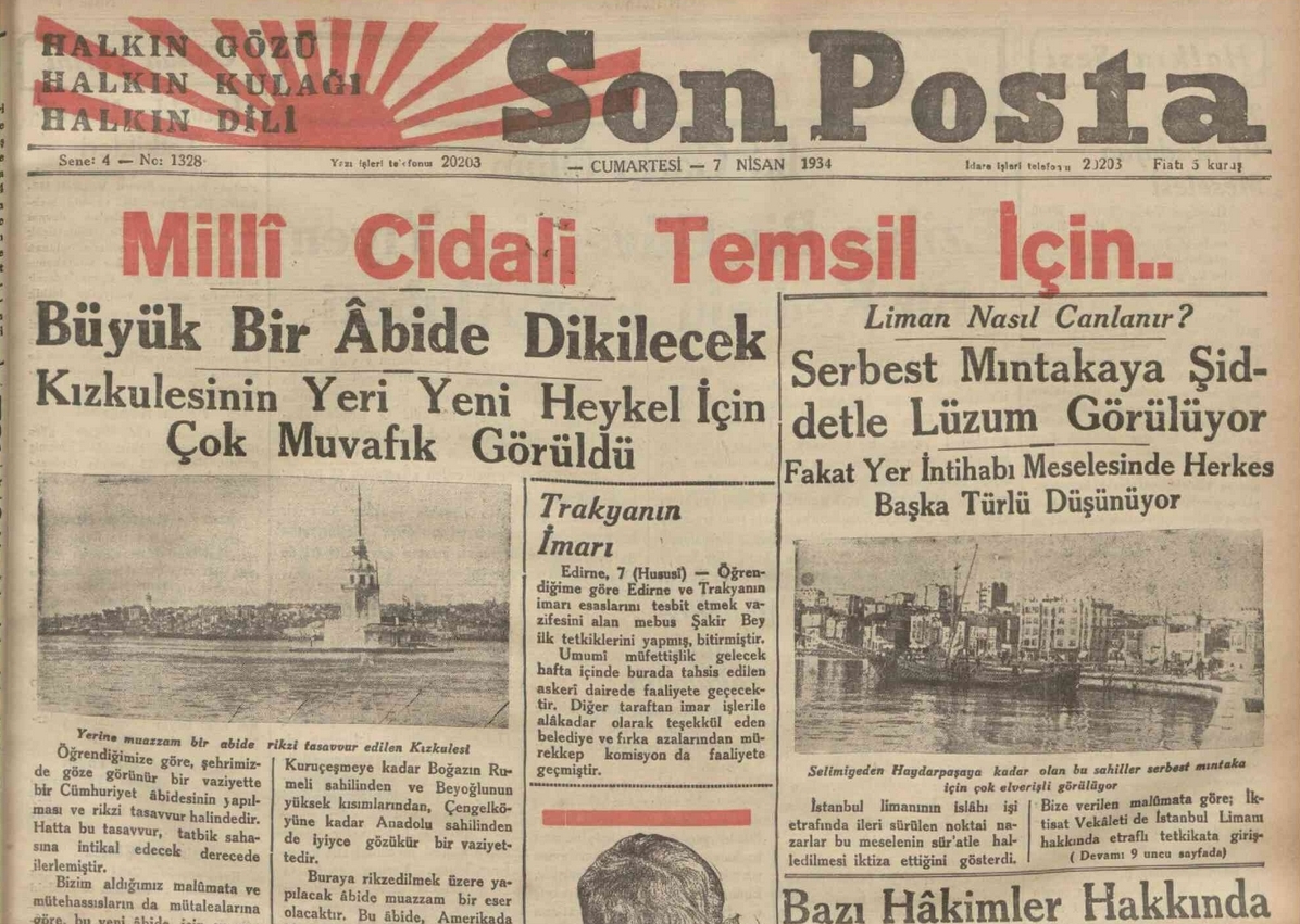 Beyni olanlar okusun !

07.04.1934 tarihli Son Posta gazetesi:

Milli Mücadele simgesi olarak bir anıt planlanıyor.
Peki seçilen yer? Eveet bildiniz KIZ KULESİ.
Lafta da kalmamış, üzerinde çalışılmış.

Cem Yılmaz Faiz #dolar Kahvaltı TÜİK Gürsel Tekin
#gecekondu 
.