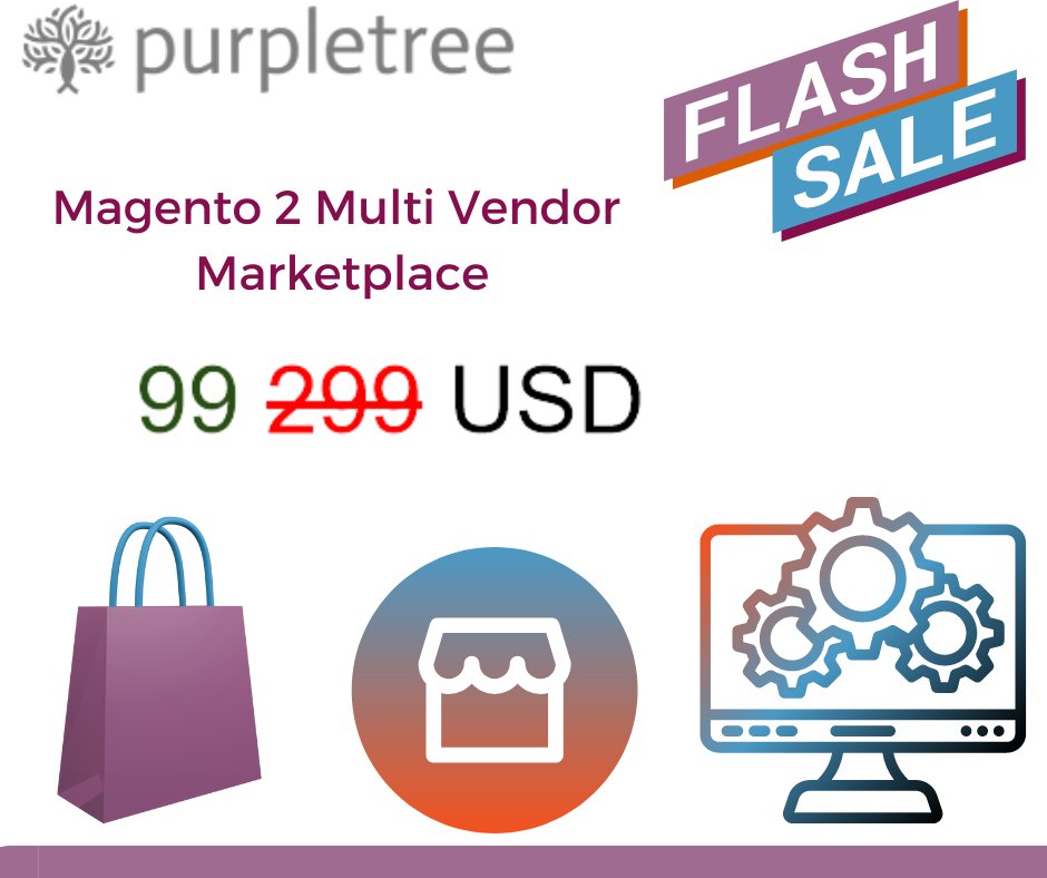 purpletreesoft's tweet photo. Purpletree #Magento2 #MultiVendor Plugin is available for only 99 USD in the flash sale instead of 299 USD.
Check here:- https://t.co/0N8FIltbOe
#magentoextension #magentomultivendor #magentoplugin #magentomodule #magentodeveloper https://t.co/u7JtHPcZWd