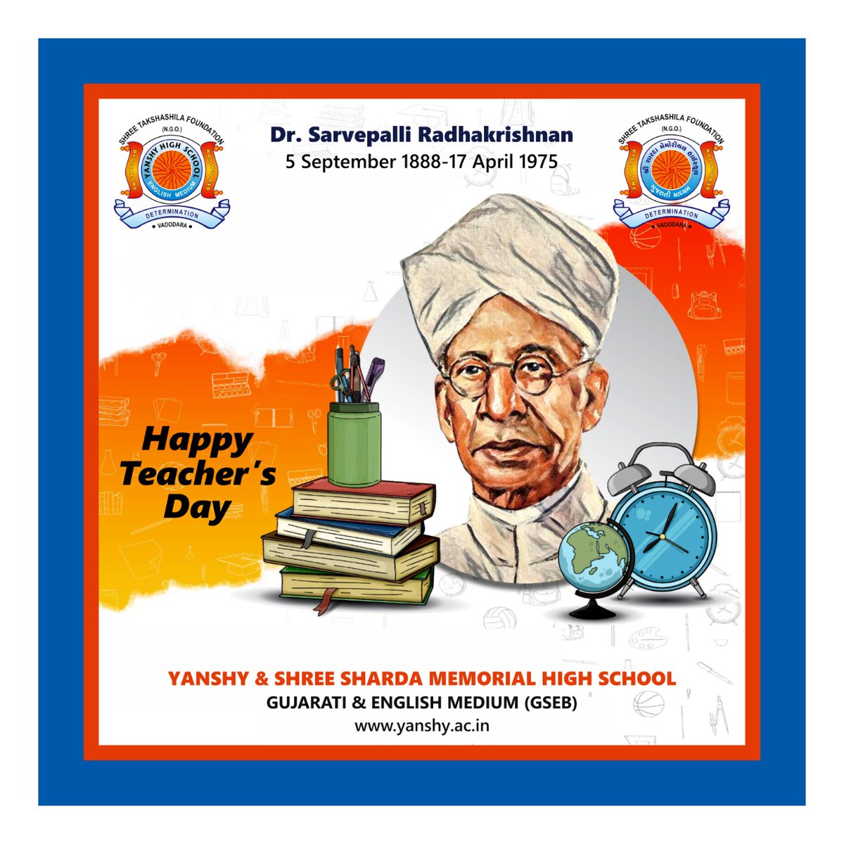 YanshyS's tweet photo. Teachers are our role models and accelerators for achievement. #Teaching is the noblest and most valuable vocation. Every stage of life has a Teacher for us. All teachers throughout the world have a #HappyTeachersDay! #DrSarvepalliRadhakrishnan #YanshyHigh #YHS #Vadodara https://t.co/nsXcZGpKmp