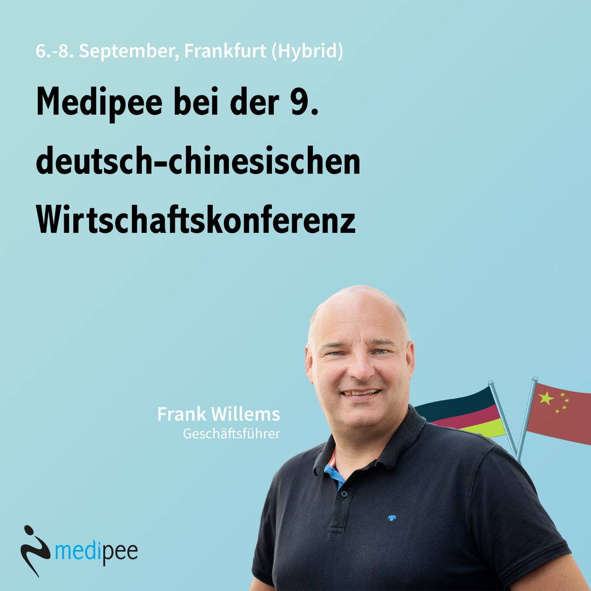 Diese Woche findet zum 9. Mal die deutsch-chinesische #Wirtschaftskonferenz mit dem statt. 🇨🇳🇩🇪 Frank Willems wird am Donnerstag gegen 10:30 Uhr im Block "#Innovation Flashlight" über unser Gerät zur berührungslosen #Urinanalyse sprechen! 🚽📲 mdp.ee/dcw-22 💬🎤