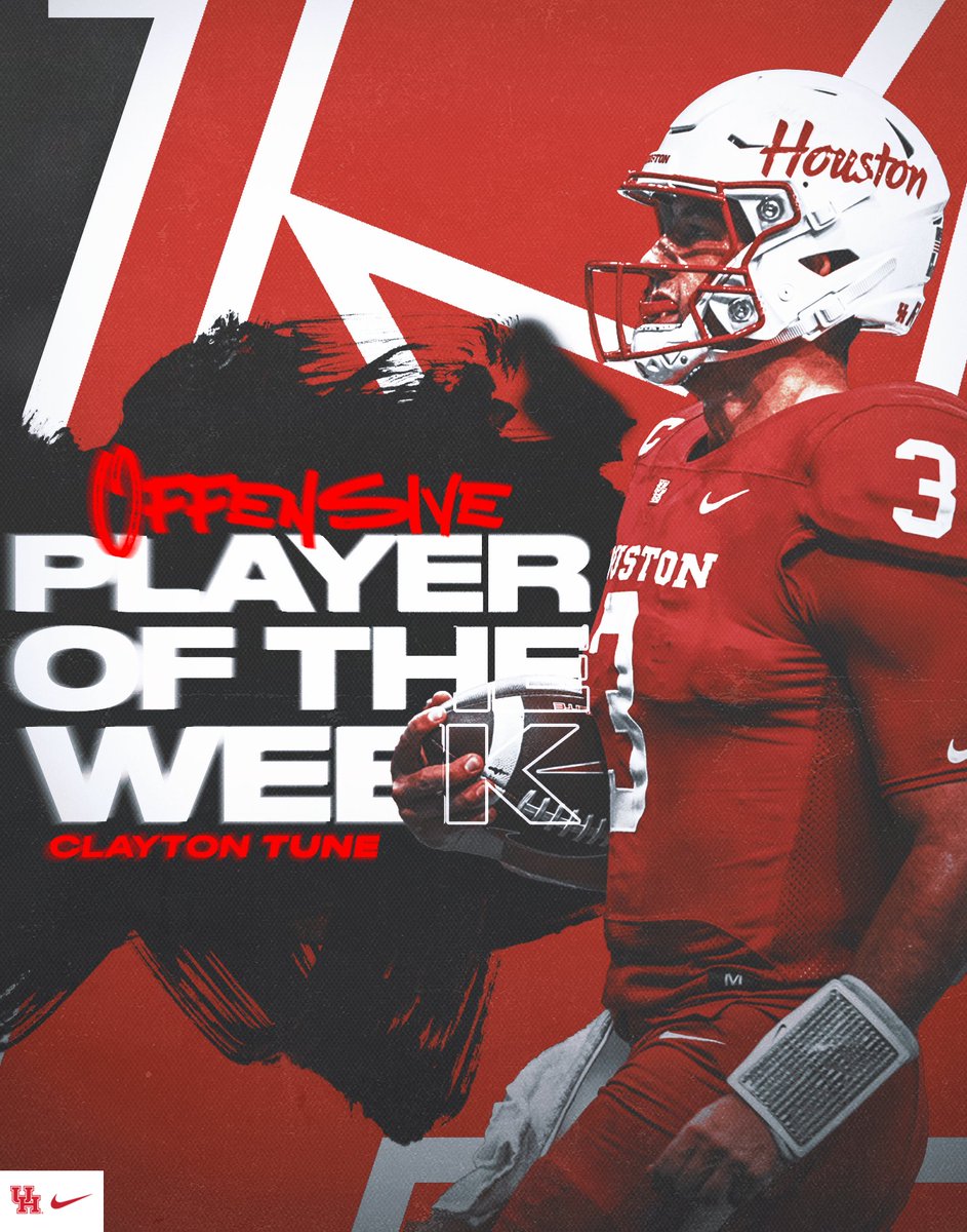 UHCougarFB's tweet photo. Couldn't be stopped. 💪

The @American_FB Offensive Player of the Week ➡️ High flyin' @ClaytonTune7.

#GoCoogs https://t.co/kFvLv8GjeX