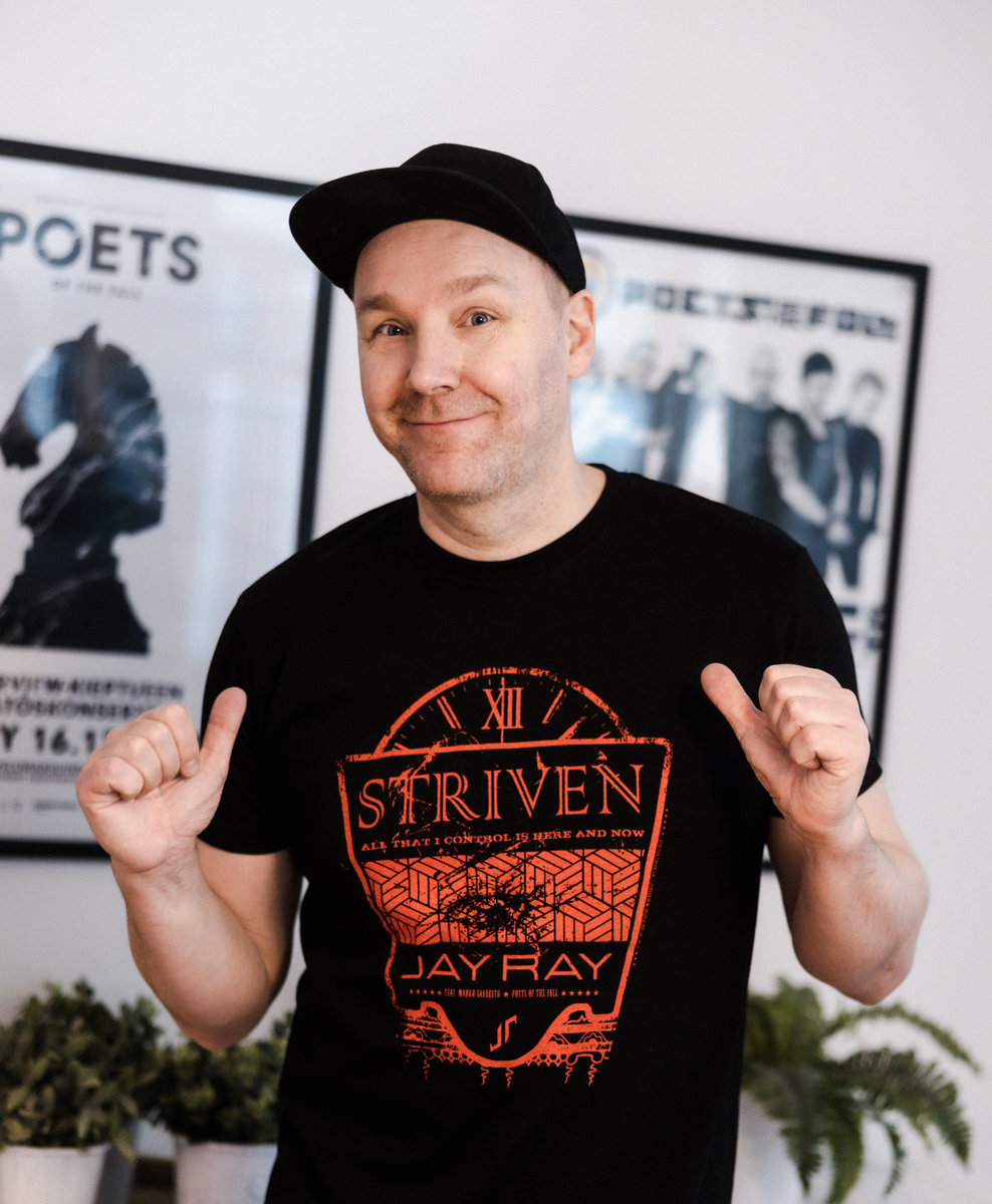 JayRayMusic's tweet photo. 'Striven' t-shirts now available! Shirts are designed by Marko Saaresto from @PoetsOfTheFall. Two models available. Also Ladyfit available. More pictures on the webstore. This is a PRE-ORDER. More info on my Webstore: https://t.co/qE2gFuRlVn

#jayray #markosaaresto https://t.co/BlTzn7AzSq