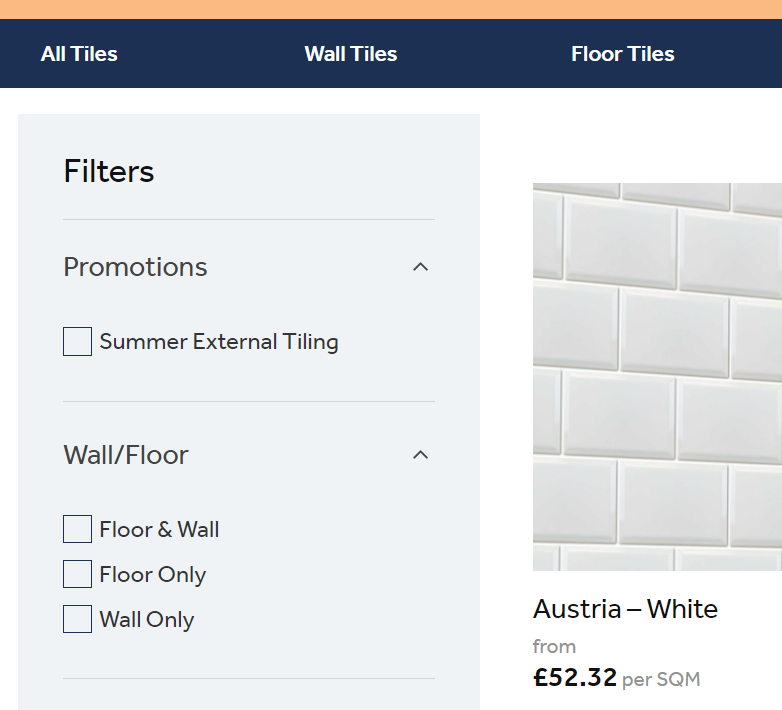 Unsure on which tile to go for?

Our new website allows you to filter tiles like never before. With tile type, wall/floor, size, R rating, colour and many more filters available, we can help you find the perfect time in no time at all.