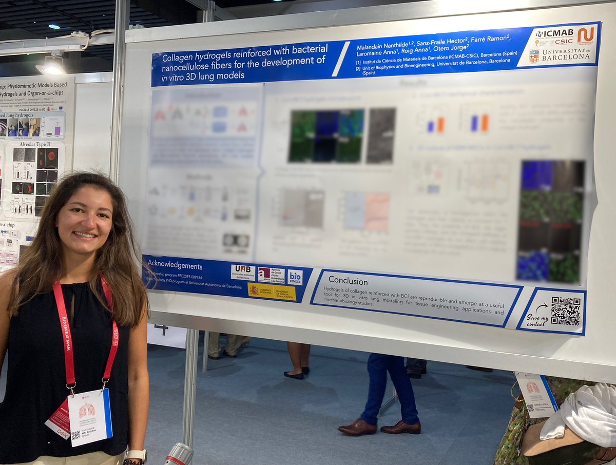 NanthildeMLD's tweet photo. Glad to present my PhD research on reinforced collagen hydrogels for 3D in vitro lung modeling at #ERSCongress #ERS2022 @NNgroupICMAB https://t.co/ml6mZq8d2Z
