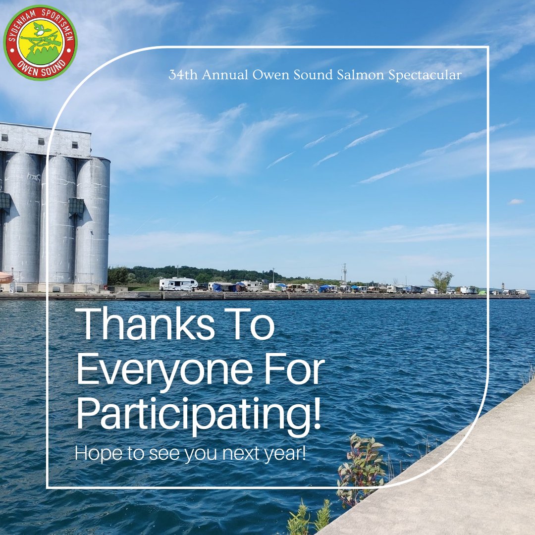 Thanks to everyone who participated! Hope to see you next year!

#OSSalmonSpectacular34 #sydenhamsportsmen #salmonfishing #greybruce #ontariofishing #ontariofestival #owensound #greybrucecounty #ontario #angler #georgianbay #fishing #lakehuron #owensoundsalmonspectacular