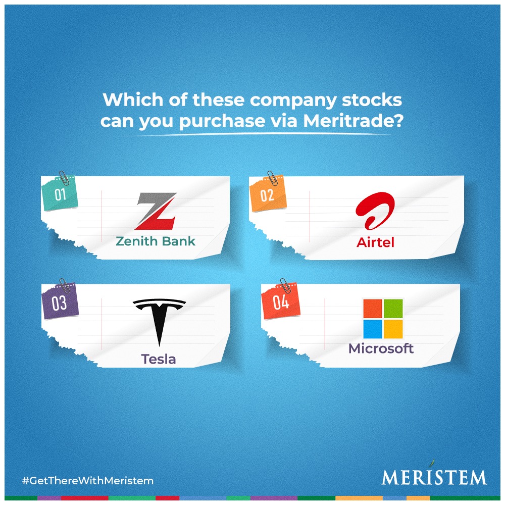 MeristemNigeria's tweet photo. Here’s your chance to show us how much you know about trading with us.
Which of these stocks can you find on Meritrade? Tell us in the comments and stand a chance to win an amazing prize.
#GettherewithMeristem https://t.co/0XeE6v8YFW