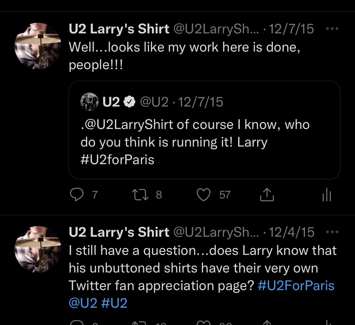 U2LarryShirt's tweet photo. Really bad fake @U2 band member accounts? Larry would like a word @U2Baja https://t.co/B79cl96n3o