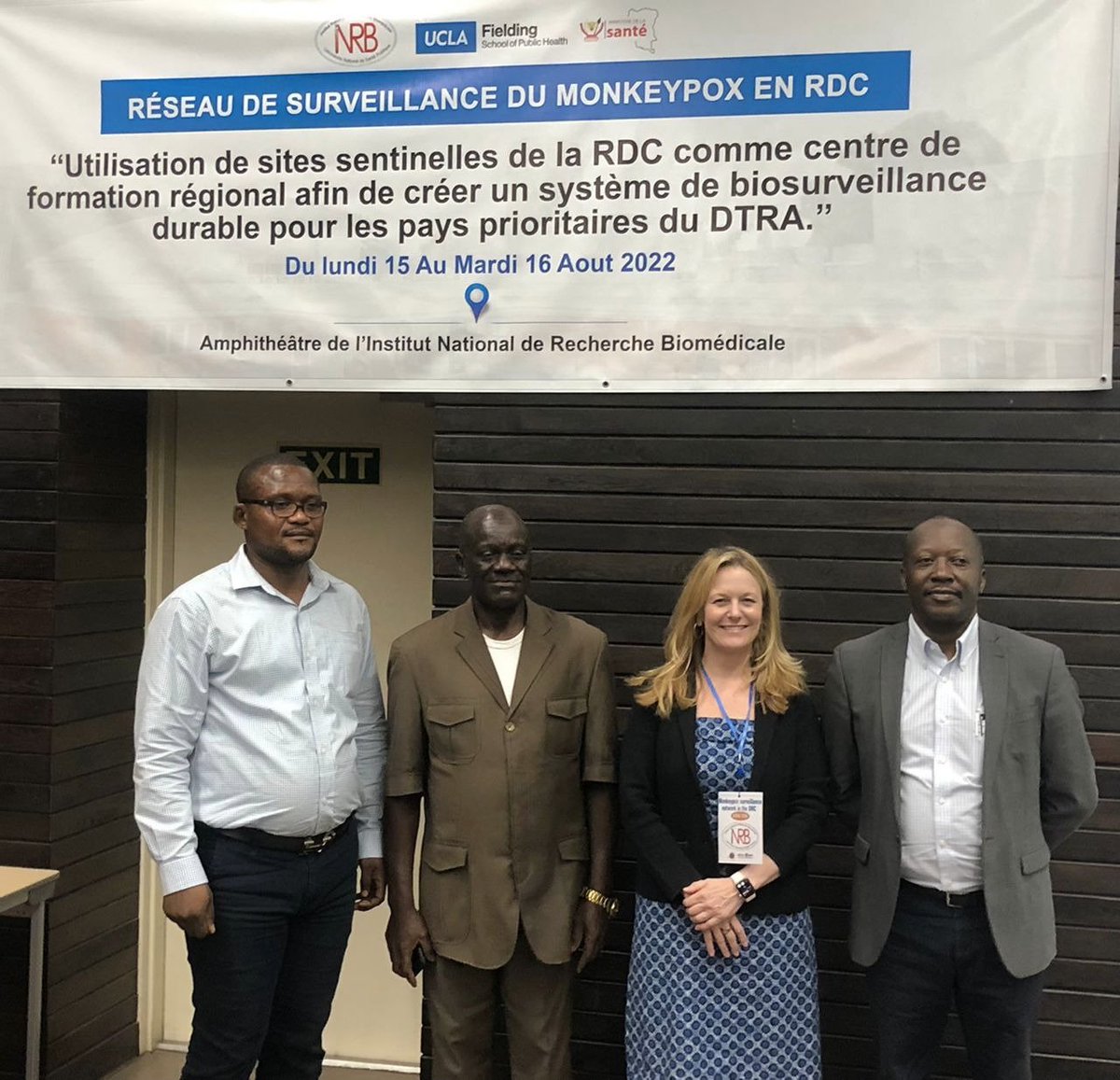 DenisKByarugaba's tweet photo. I was pleased to join Prof Rimoin @arimoin of
@UCLAFSPH  at the launch of the #monkeypox Thread Reduction network supported by DTRA in Kinshasa DRC #monkeypxVirus, #ugandamoh, @WHO @Makerere https://t.co/HkjoNjPzpt