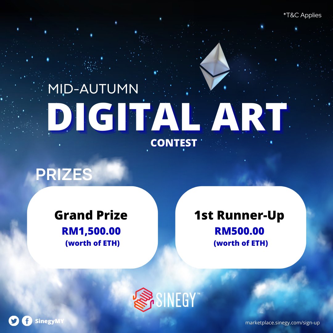 SinegyMY's tweet photo. Win ETH prizes worth up to RM2,000!
Submit your complete artwork in the comment section.

Good luck!
https://t.co/YzYYrkoxYR…
#Ethereum #eth #blockchain #crypto #ethereummining #nft #fintech #bitcoinmalaysia #cryptocurrency #web3 #mooncake #sinegygiveaway #sinegyDAC #sinegy https://t.co/YdtH44CTWg