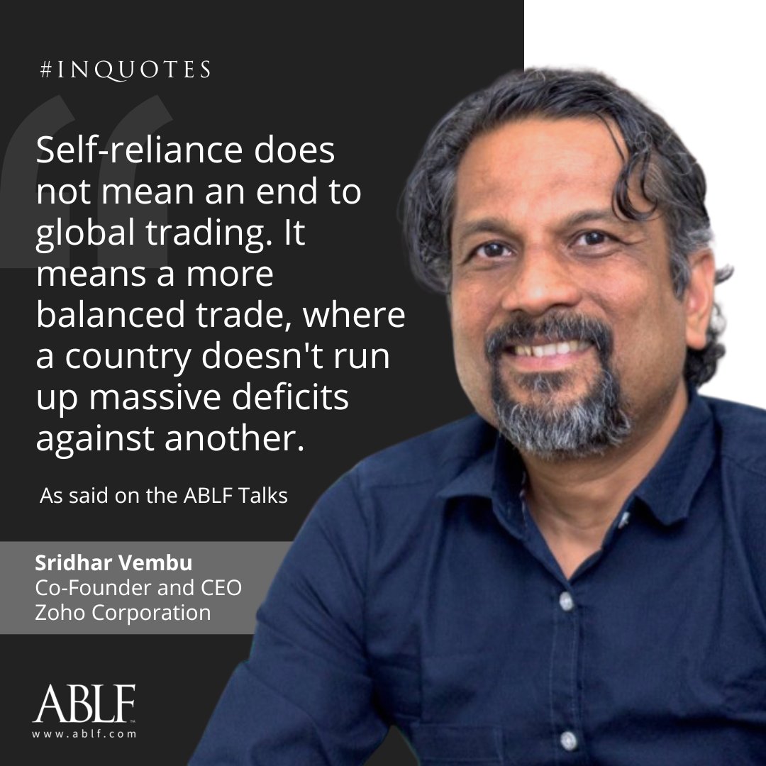 #INQUOTES: During Co-Founder and CEO of <a href="/Zoho/">Zoho</a>, Sridhar Vembu's (<a href="/svembu/">Sridhar Vembu</a>), session at the #ABLFTalks, he highlights the reason behind the rising trend of protectionism during an #economiccrisis. 

#ablf #ablfleaders #leadership #ablfnetwork #ablfalumnus #ablftalks