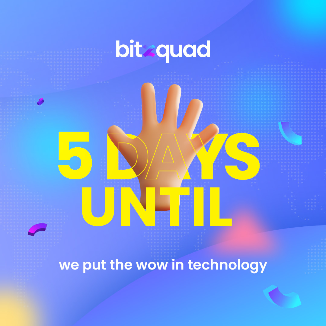 bitzquad's tweet photo. We are just 🖐🏽 days away! Are you ready to optimize your organization with the latest trends in the world of business? We know we are. We have exciting plans to unveil in the near future. Make sure you stay in touch! 😎
#tech #bitzquad #innovation #inspiration #connect https://t.co/HU9MX3ksIm