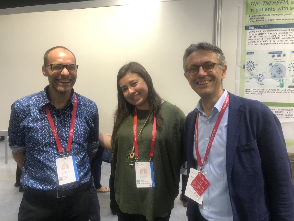 PilarRiveraOrt1's tweet photo. Very happy to have met Rafael @RaphaelBorie in person and to have seen Bruno @bruno_crestani again 🧬🫁 #ERS2022 Barcelona 🇪🇸 
#RareDisease #ILD #genetics #FamilialPulmonaryFibrosis #telomeredysfunction 🇬🇧 🇫🇷 https://t.co/sb4H8rFh1z