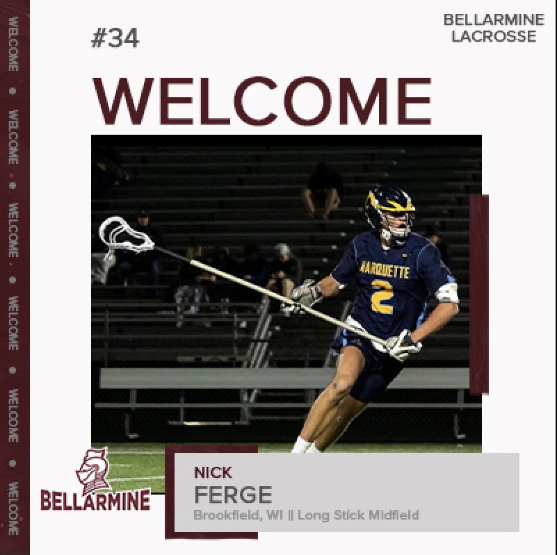 Wearing #34 for the Knights this year will be Nick Ferge from Brookfield, WI. Welcome to Bellarmine! #swordsup ⚔️⚔️⚔️