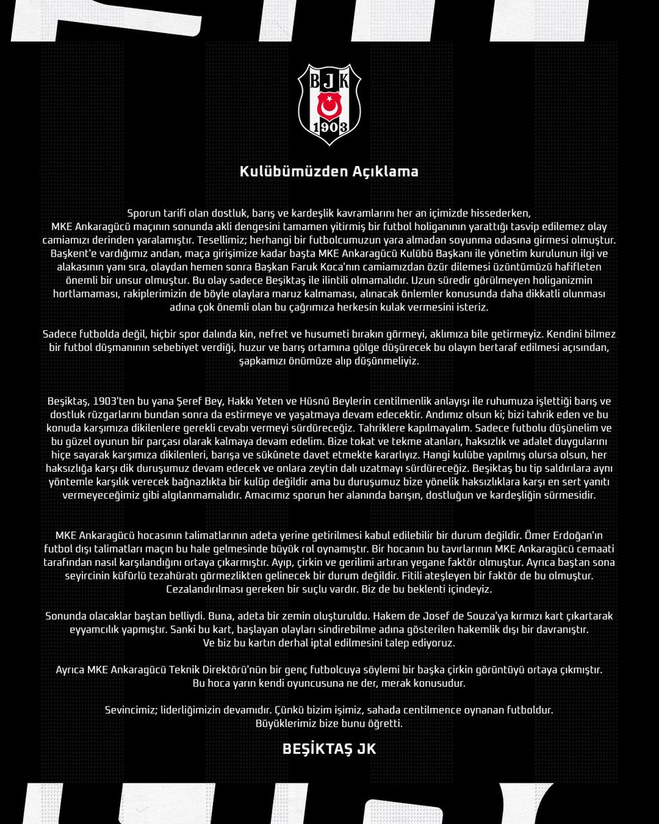 Kulübümüzden Açıklama 🔗 bjk.com.tr/tr/haber/84433