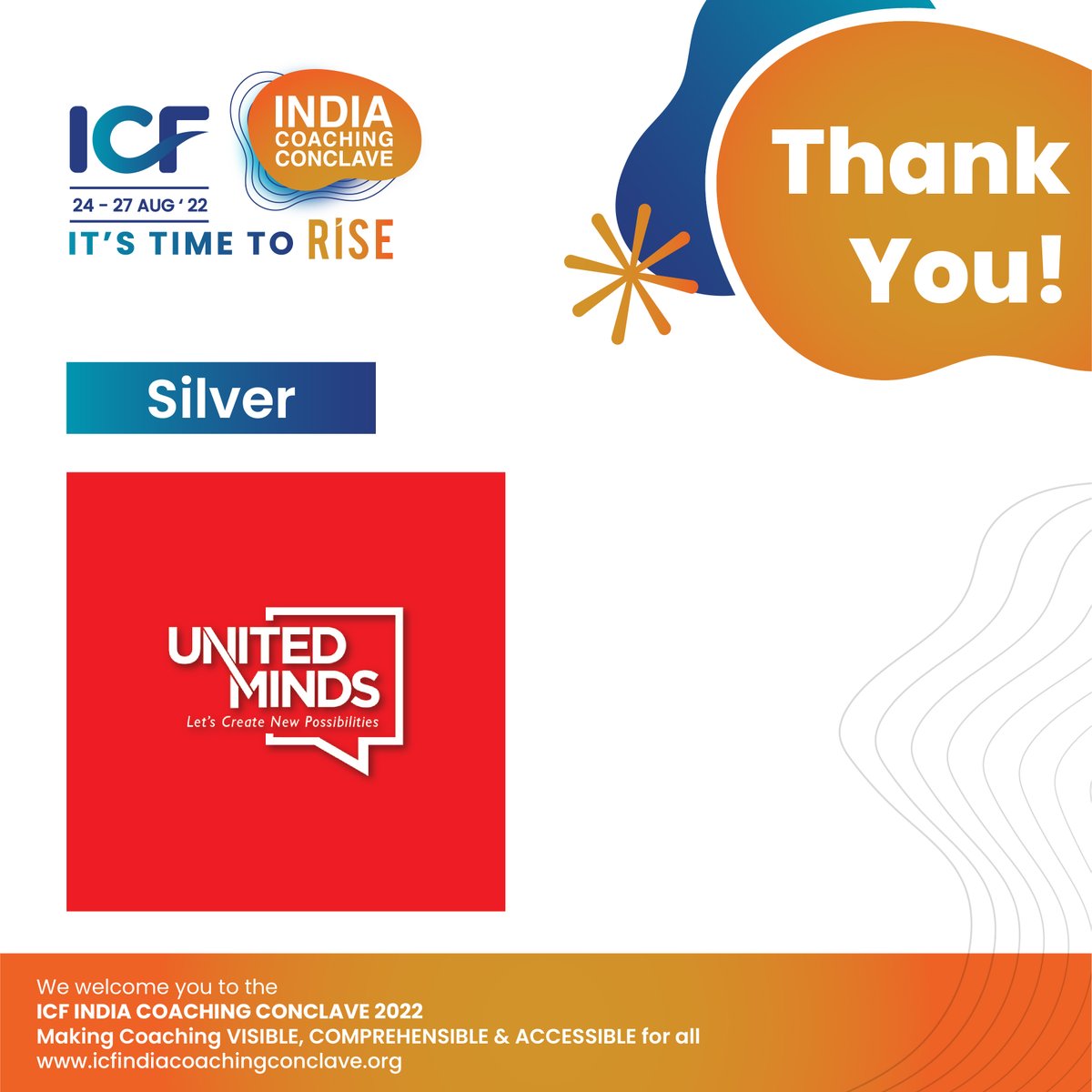 IcfMumbai's tweet photo. We express our heartfelt gratitude to our Silver Sponsor United Minds, for their contribution towards making the ICF India Coaching Conclave 2022 a remarkable success. 

Your participation and efforts empowered us to deliver an event par excellence. 
#coaching https://t.co/29QTiT0Up9