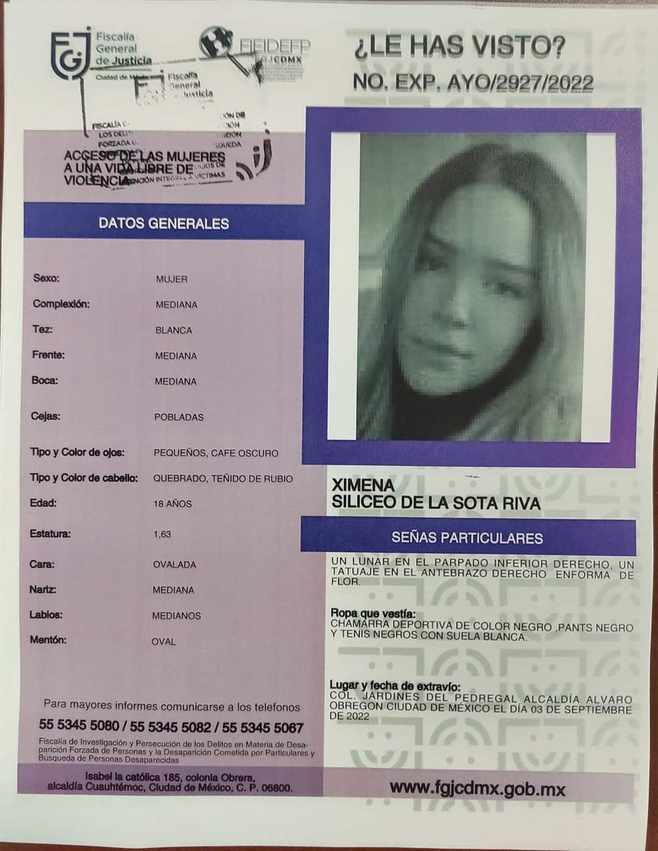 gabychannels's tweet photo. Por favor su ayuda para localizar a Ximena Silíceo de la Sota #AlertaAmber compartan por favor 🙏 mil gracias https://t.co/29bty8l4YA