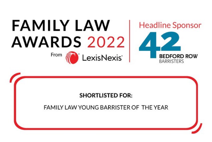 ClarissaWigoder's tweet image. Well this is massively exciting - so delighted to have been shortlisted for Family Law Awards Young Barrister of the Year, and alongside colleagues I so respect and admire @FrankieShama @MalvikaJaganmo1  @4PBFamilyLaw