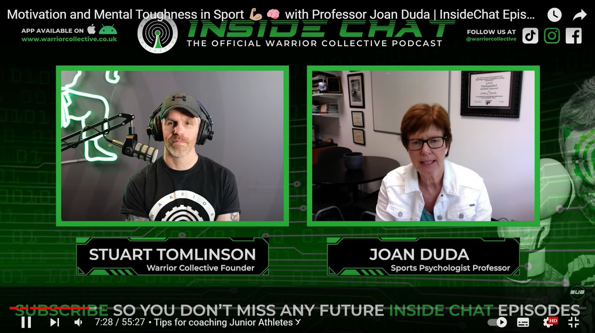 news_ub's tweet photo. Our world-renowned sports psychologist Professor Joan Duda (@JoanDuda) talks to @Warriorcollect about how motivation and mental toughness plays a huge part in sport @LES_UniBham https://t.co/ADDv7wOARO https://t.co/WO5k2oQhzz