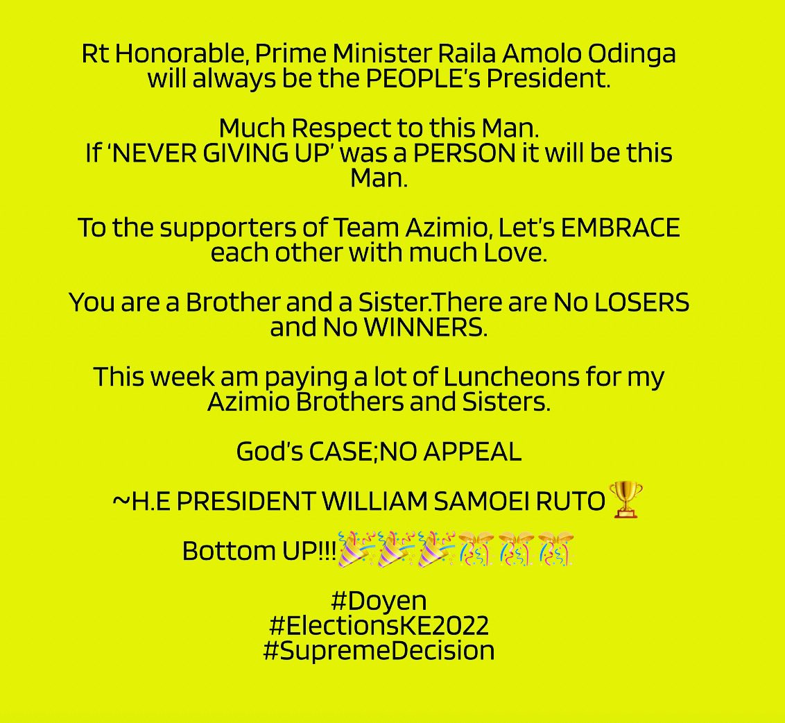 MichaelGitosh's tweet photo. Started from the BOTTOM.God’s Will.🎉🎉🎉🎉🎉🎊🎊🎊🎊🎊

#SupremeDecision
#SupremeCourtruling #KenyaDecides2022 https://t.co/KC65xC6Ua9